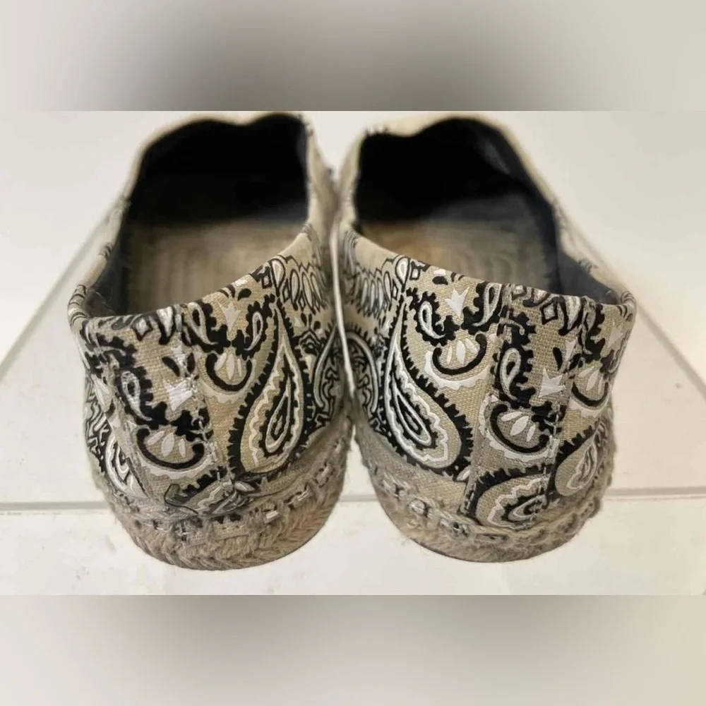 TORY BURCH IVORY AMERICANA BANDANA‎ COLOR BLOCK FLAT ESPADRILLE 7.5